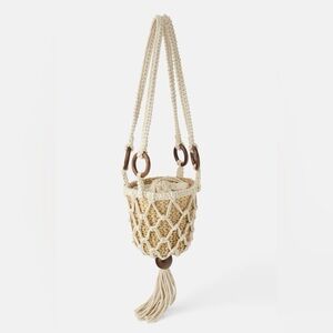 NWT Zara Women Natural Straw Crossbody Bag 2348/004